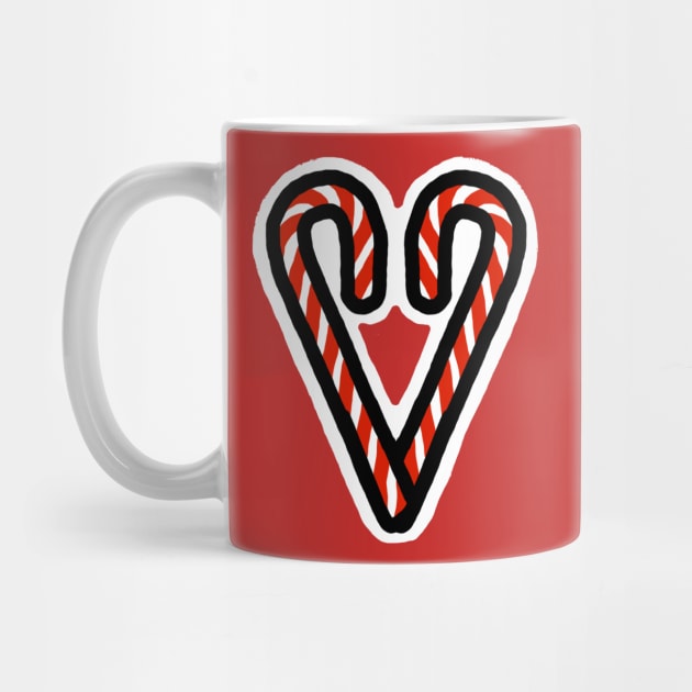 Christmas Candy Cane Heart on Valentines Day by ellenhenryart